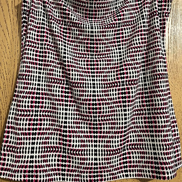 Liz Claiborne Women’s Multi Polka Dotted Print Drape Neck Casual Summer Top Sz-M - Picture 3 of 5